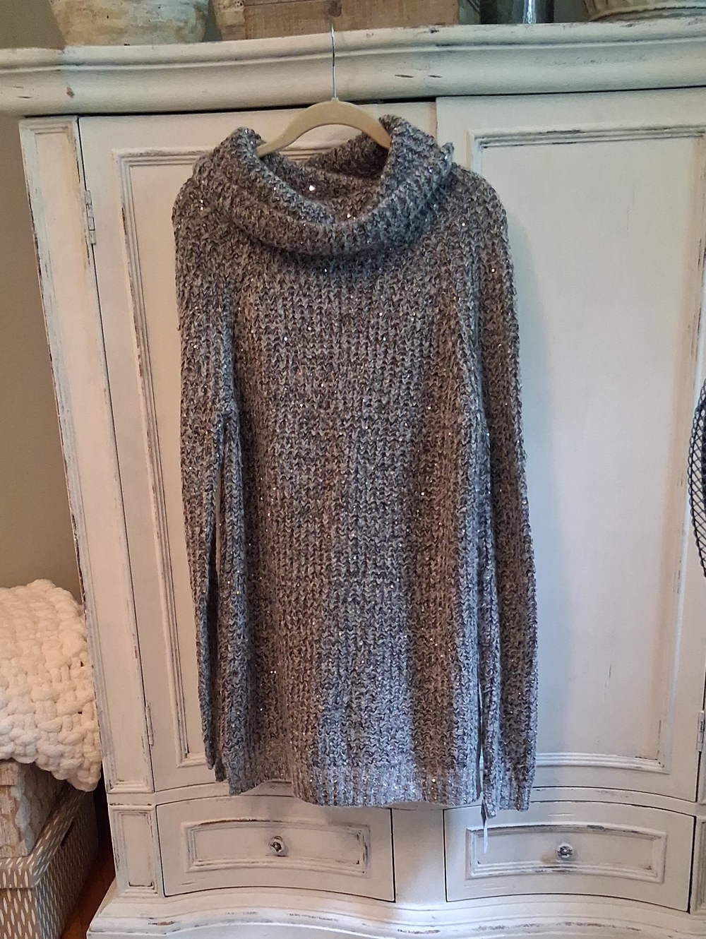 NWT Mossimo Supply Co. Silver-Gray Sparkle Cowl Neck Sweater